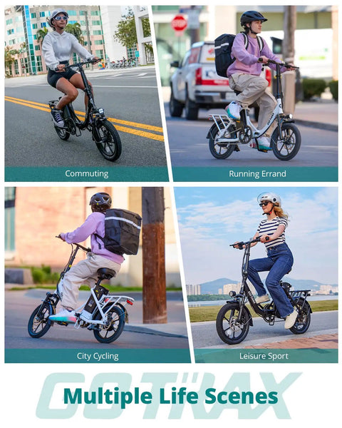 S4 16 Inch Folding Electric Bike For Adults And Teens With 350W Brushless Motor Peak 500W, commuter folding e-bike in city scenes