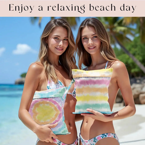 Two Pack Wet Dry Bags With Handles For Swimwear Travel Beach Pool Diapers Gym Clothes Toiletries And Makeup Spacious 10.2 By 12.6 Inches Lightweight Durable Eucalyptus Palm Leaves Print Ready For On The Go