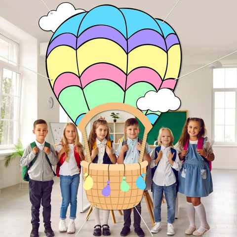 Party Ready Hot Air Balloon Photo Prop Backdrop For Travel Theme Parties And Photo Booths, Colorful Balloon Decor For Kids Birthday