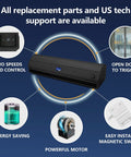 Sleek 42 Inch Black Air Curtain With 1000 Cfm High Velocity Airflow And Two Speeds for controlling drafts and pests.