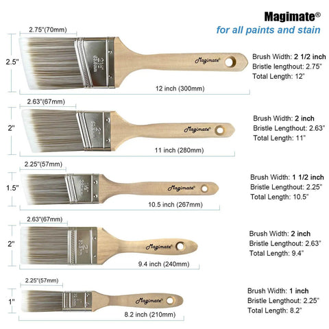 Wood Stain Brush Set With Angled Sash And Flat Brushes For Baseboards Trim Cabinets And Fence Staining In One 5 Pack