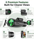 80x100 High Power Monocular With Smartphone Adapter For Adults Crystal Clear Bird Watching Scope Travel Camping Hiking Adjustable Zoom Lightweight Portable Long Range View For Nature Lovers And Outdoor Enthusiasts, with tripod