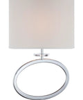 Renia Table Lamp With Chrome Finish And Off White Fabric Shade, Crystal Accents, 28-1/2 Inch Tall, Elliptical Shade 12x17, Base 6x8