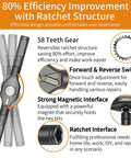 No-Brainer 24-In-1 Magnetic Ratchet Screwdriver Set with 58 teeth gear, forward and reverse switch, strong magnetic interface