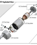 Exploded view of Honda Foreman FourTrax Starter Motor Replacement For TRX 400 450 500 ATV Models 1995 2011 with component labels