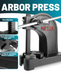 3 Ton Arbor Press Manual Hand Operated Cast Iron Bench Top Press With 12 Inch Stroke, reversible ram and removable steel anvil.