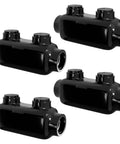 Four Pack Inline Splice Connector For Two Zero To Six AWG Cables Black Insulated With Three Sixteenths Inch Allen Hex Screw