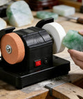 Badass Bench Grinder And Electric Polisher With Lightning Quick Start Motor And Dual Sharpening Discs for polishing jade with dual wheels.