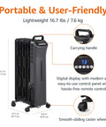 Portable Heavy Duty Oil Filled Space Heater With Remote And Adjustable Thermostat 1500W with carrying handle and digital display
