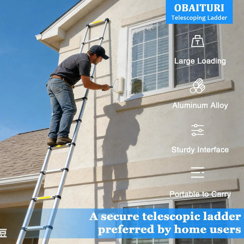 26.2Ft Telescoping Aluminum Ladder For Indoor And Outdoor Jobs, Lightweight Yet Sturdy Extension Ladder, Easy Fold Design, Non Slip Feet, Wider Pedals, Stable Safety Build For High Reach Projects And DIY Boss Level, used for house painting