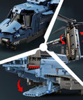 Military Helicopter Building Kit With Tiltrotor Inspired By The V22 Osprey Aircraft features rotating rotors and plane mode.