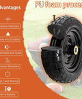 Two 10-inch solid rubber flat-free tires with 3/4-inch bearings and 2.17-inch offset hub for garden carts.