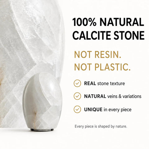 Natural Calcite Stone Lamp With 15 Pound Solid Crystal Handcrafted One Of A Kind Table Lamp With Warm Dimmable Glow text overlay
