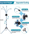 Adjustable Height Standing Misting System For Outdoor Patio Cooling Ranging 2.6 To 5.3 Feet Portable Water Mister with features.