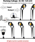 Diagram of 10W Low Voltage LED Landscape Lights 12V 24V Waterproof Outdoor Spotlights 1000LM Warm White 3000K 20 Pack With Connectors