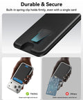MagSafe Wallet For iPhone 12 13 14 15 16 17 Pro Max And Plus Air Series showing spring clip and phone attachment.