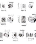 260 Pcs Tibetan Spacer Beads Set 7 Styles Antique Silver Column Tube Metal Spacers For Bracelet Necklace Jewelry Making