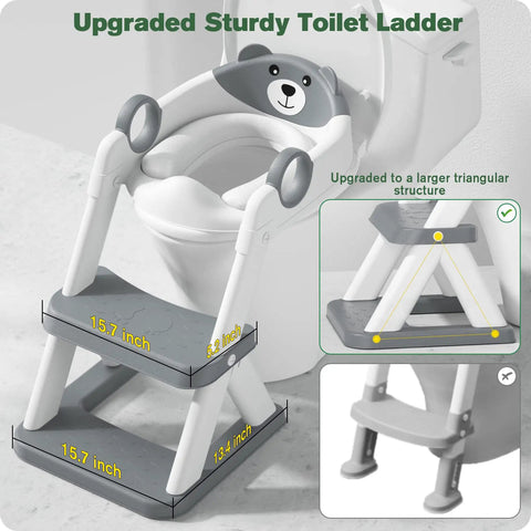 No Drama Toddler Potty Training Seat With Built In Step Stool Two In One Tot Ready Bathroom Combo For Kids Six Level Adjustable Height Rock Solid Anti Slip Base Smooth Transition Grey