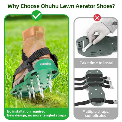 All New Velcro Lawn Aerator Shoes With Easy On Straps And Heavy Duty Spiked Sandals For Lawn Care No Installation Required