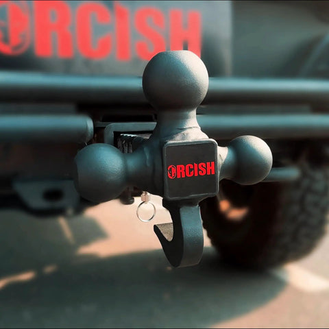 360 Degree Swivel Tri-Ball Trailer Hitch Mount For 2 Inch Receiver With Hook And Pin No-Fuss Ball Mount Adjustment Without Disassembly Heavy Duty Tow Accessory For Easier Towing And Versatile Fits, tri-ball hitch close-up