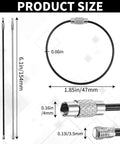 Twenty Pcs Stainless Steel Wire Keychain Cables With 1.5mm Core And 6 Inch Large Key Rings For Luggage Tags Key Tags Keyrings ID Keepers And Kitchen Utensils Black And Silver Durable All Purpose Everyday Carry Ready product dimensions
