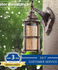 Outdoor Wall Lanterns 2 Pack Industrial Rustic Porch Light Golden Bronze Exterior Wall Sconces With Amber Glass Shade
