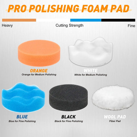 Polishing pads in 174 Piece 3 Inch Wet And Dry Sanding Disc Set With Grit 60 To 10000, Hook And Loop Backing, Drill Attachment.