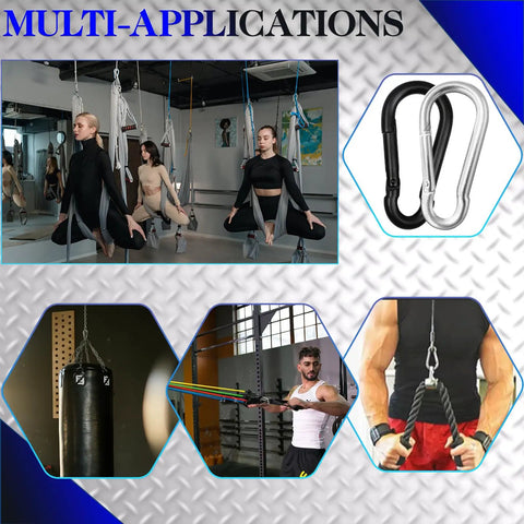 Heavy Duty 3 Inch M8 Carabiner Clips 30 Pack Galvanized Steel Snap Hooks used for yoga swing and fitness equipment