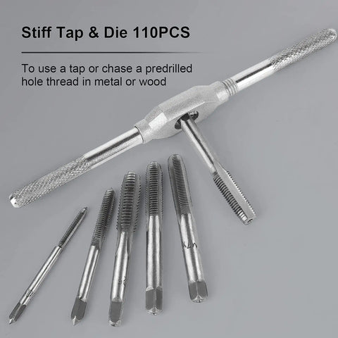 Image showing Heavy Duty Metric Tap and Die Set M2 to M18 With Case and Full Accessories, including multiple taps and die handle.