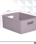 Level Up Your Nest With These Dope Ribbed Plastic Storage Bins A Set Of Eight Spacious Open Baskets Perfect For Closet Organization And Home Shelving Vibes, lilac ribbed plastic basket, 15" x 11.5" x 6.25".