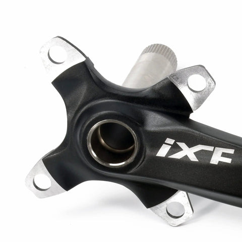 Ride Ready Aluminum 170mm Crank Arm Set 104 BCD With 38T Single Chainring And Bottom Bracket Kit close-up in black finish for MTB BMX