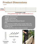 Heavy Duty Aluminum Balcony Railing Height Extender With Solid Anti Fall Safety Guard To Keep Kids And Dogs Secure Add Quick Patio Privacy Weatherproof Outdoor Upgrade showing dimensions and installation components.