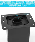 4x4 Post Base 8 Pack Beefy Heavy Duty Solid Steel Post Anchors With Black Powder Coat 13GA Thick, front view