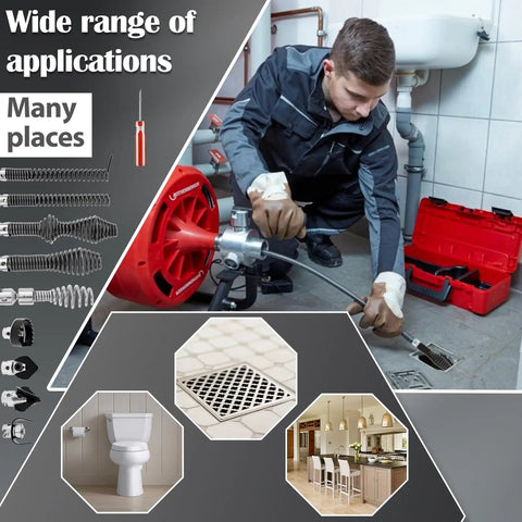 No Sweat Clearing Blocked Lines With This 10 Piece Drain Snake Drill Attachment Set Rock Solid High Carbon Steel Cutter in use.