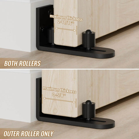 Sliding Barn Door Bottom Floor Guide With Wall Mounted Rollers, Adjustable Stay Roller And Ball Bearings, Flat Bottom