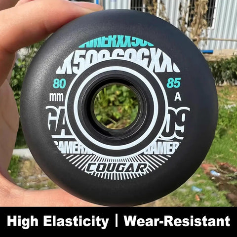 Inline Skate Wheels 4 Pack For Outdoor Indoor Use 78mm 80mm 85A With Bearings Roller Hockey Replacement Wheels close-up view
