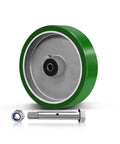 Heavy Duty Casters 8 Inch By 2 Inch, Aluminum Core, Polyurethane Tread, Beefy Thick Wheel, One Half Inch Roller Bearings, Non Marking