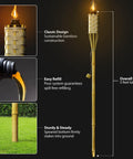 Bamboo Tiki Torches Outdoor Mosquito Repellent 12 Pack, 60 Inch Tall Garden And Backyard Lights, Citronella Oil Lamps diagram