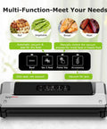 Compact Vacuum Sealer for Kitchen Storage and Meal Prep with Vac and Seal, Pulse Vac, and Seal Modes, control options displayed