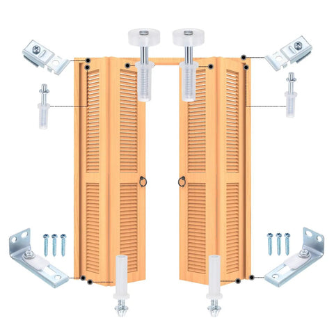 Dead Simple Bifold Closet Door Hardware Replacement Kit With Four Top Shelf Steel Springs And Sturdy Metal Pivots Silver Tone