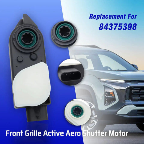 Front Grille Active Aero Shutter Motor Oem Replacement 84375398, close-up view of actuator with one connector and mounting details.