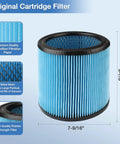 High Performance Vacuum Cartridge Filter For Five To Sixteen Gallon Wet Dry Vacuums With Nanofiber Filtration Reusable One Pack