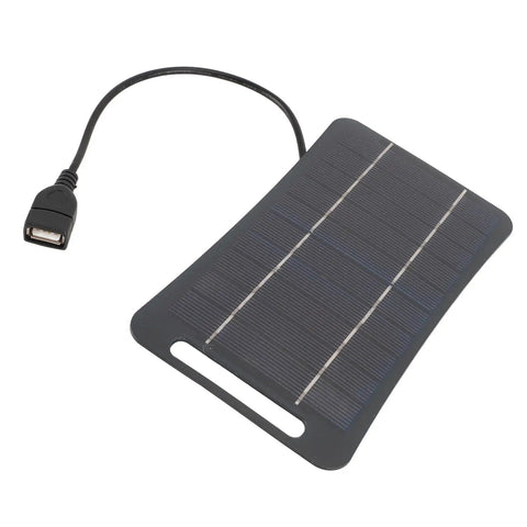Your Go To Portable 5V 5W USB Solar Panel High Efficiency Monocrystalline Silicon Solar Charger With USB Output For Camping Travel Outdoor Home Lighting Small Power Black