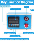 Heavy Duty Digital Length Meter Counter With Tracking Wheels No Sweat Setup Measures Feet Inches Meters Yards display panel with key functions.