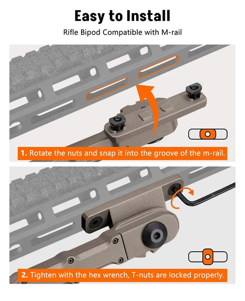 Lightweight Aluminum Rifle Bipod 7.5 To 9 Inches For M Lok Attachment Direct Mount No Adapter Required installation steps
