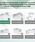 Size comparison of various fridge door bins, focusing on Fridge Door Shelf Bin Right Side Replacement For Refrigerator Top Right Section, Durable Plastic