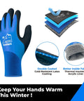Winter Work Gloves For Men And Women, Touchscreen Ready, Waterproof, Freeze-Proof Warmth, Thermal Insulated With Super Grip, Ideal For Fishing, Gardening And Cold Warehouse Jobs, Blue, Size Small