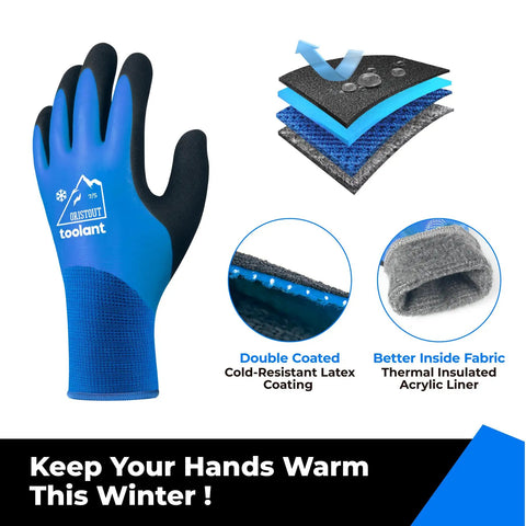 Winter Work Gloves For Men And Women, Touchscreen Ready, Waterproof, Freeze-Proof Warmth, Thermal Insulated With Super Grip, Ideal For Fishing, Gardening And Cold Warehouse Jobs, Blue, Size Small