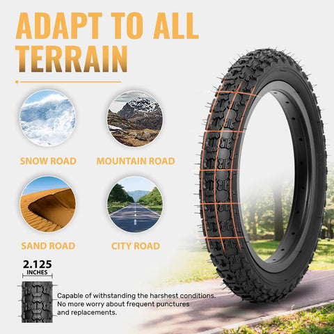 2 Pack 20x2.125 Inch Kids Bike Tires Set With Tubes And Levers For BMX MTB And Youth Rides Puncture Resistant Folding Tires