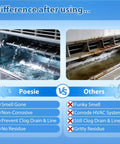 Comparison of AC Drain Pan Tablets 120 Count for Condensate Systems showing clean vs clogged HVAC pan features.
